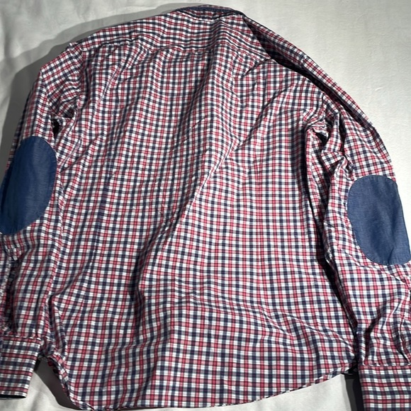 BOSS HUGO BOSS Black Men’s Slim Red/Purple Check Shirt with Elbow Patch Size XL - Picture 8 of 8